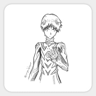 shinji ikari the mecha driver in evangelion Sticker